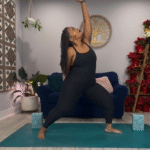 Woman in Reverse Warrior with her left arm alongside her head