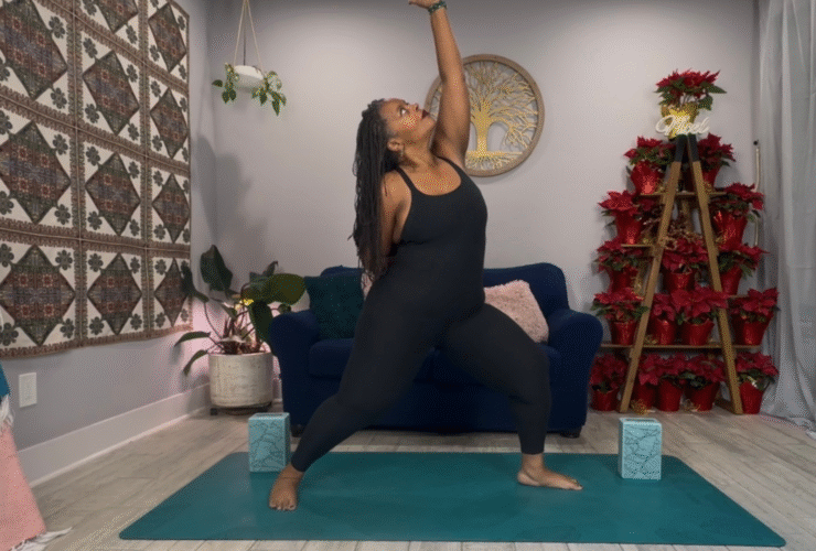 Woman in Reverse Warrior with her left arm alongside her head