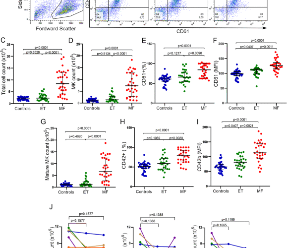 Inflammatory mediators differentially regulate megakaryopoiesis and thrombopoiesis in myelofibrosis and essential thrombocythemia