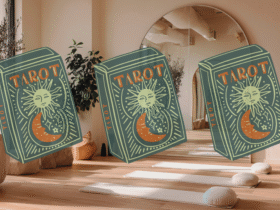 decks of tarot cards in a yoga studio