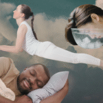 People practicing wellness trends like sleepmaxxing, tummy time, and icing the face