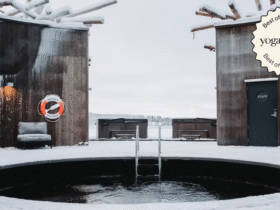 A pool at Arctic Bath, a winter destination that prioritizes wellness