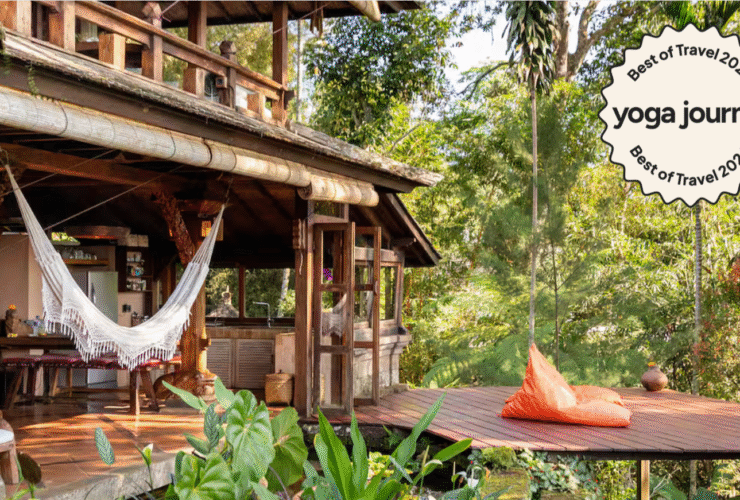 A hammock and yoga platform at an Airbnb in Ubud, Bali
