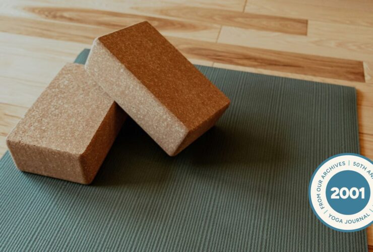 Image of a black yoga mat and cork blocks demonstrating the meaning of yoga