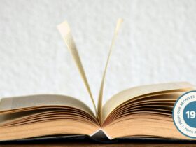 Image of opened book on table.