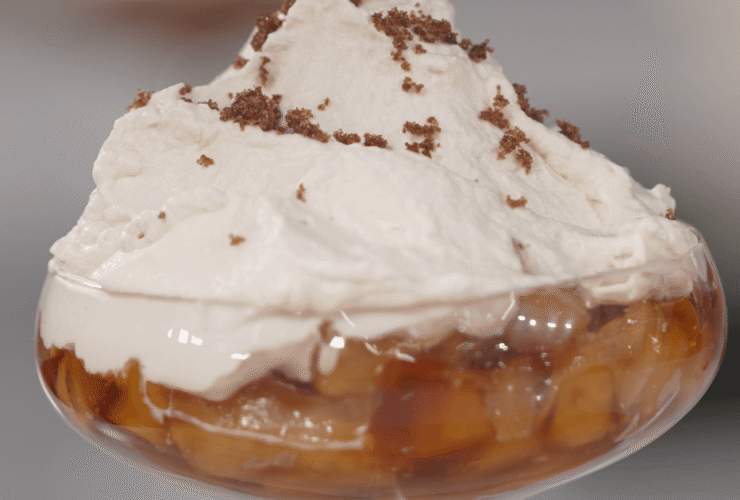 Caramelised Poached Pineapple In Rum With Coconut Cream