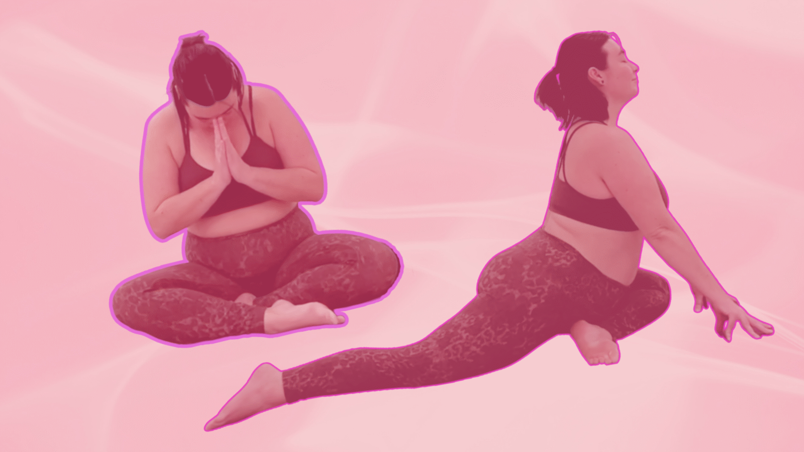 Yoga teacher Taylor Lorenz in Easy Seat and Pigeon Pose, part of her self-love yoga practice