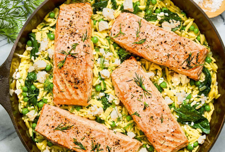 This RD's Go-To Lemony Salmon Orzo Recipe Has 34 Grams Of Protein