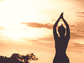 Woman outside at sunset
