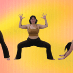 Yoga teacher Taylor Lorenz in a series of yoga poses for a good mood