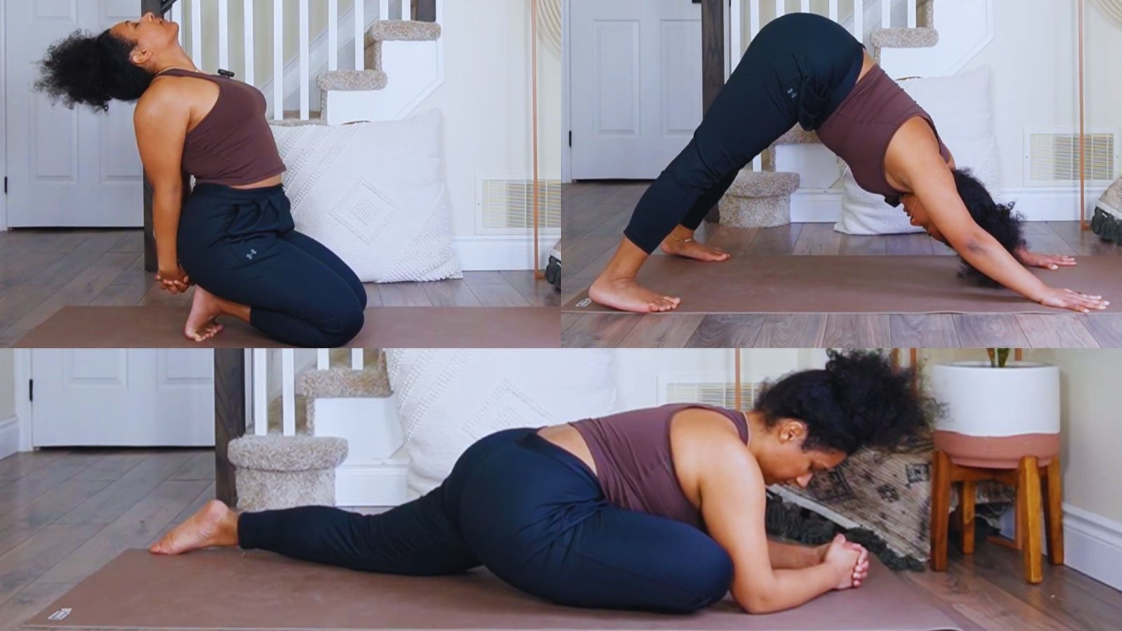 Yoga teacher Shaunneka Hewitt practicing morning yoga.