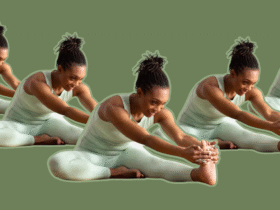A woman in Head to Knee Pose, one of the best yoga poses for back pain