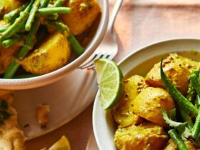 Caramelised new potato & coconut curry recipe