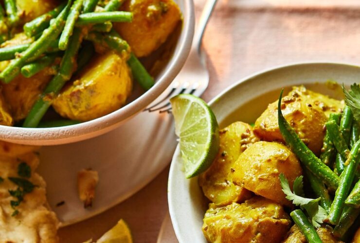 Caramelised new potato & coconut curry recipe