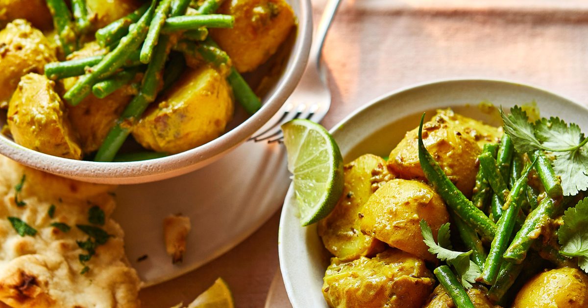 Caramelised new potato & coconut curry recipe