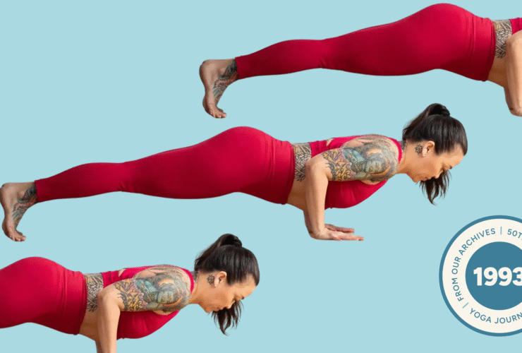 A woman in Chaturanga