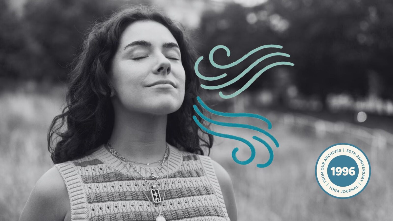 A woman breathing in and out