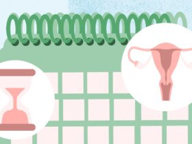 hourglass, calendar, uterus concept illustration about perimenopause