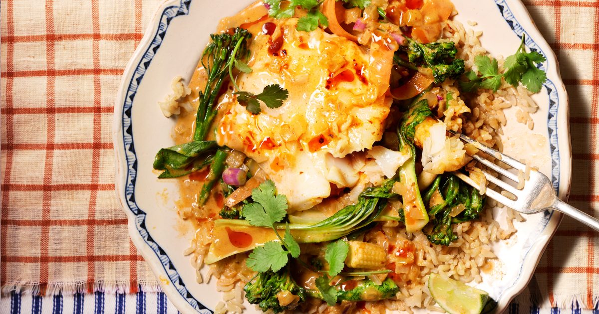 Curried coconut cod