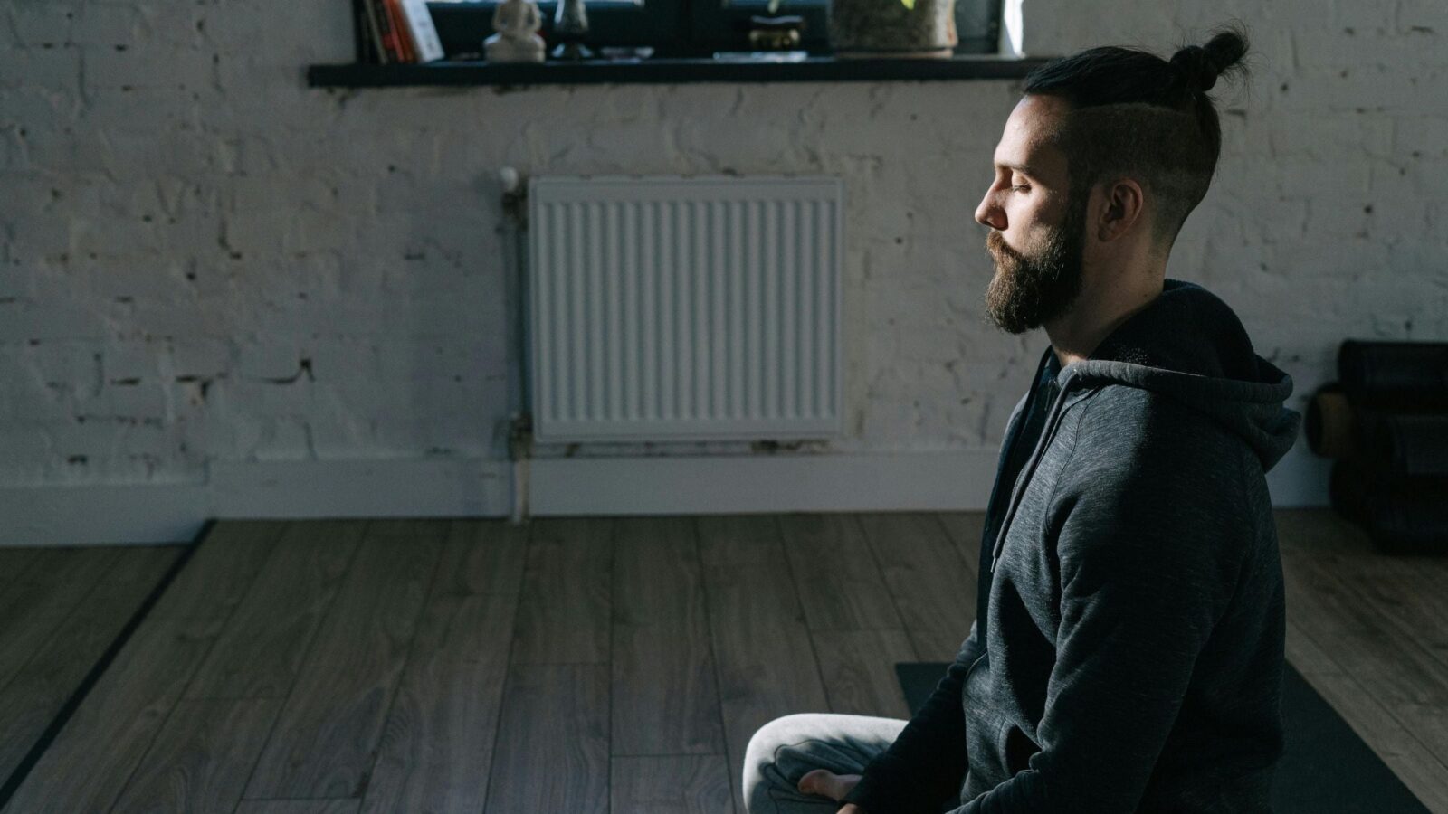 Image of man meditating in Easy Pose.