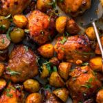 Mango chutney chicken potato traybake
