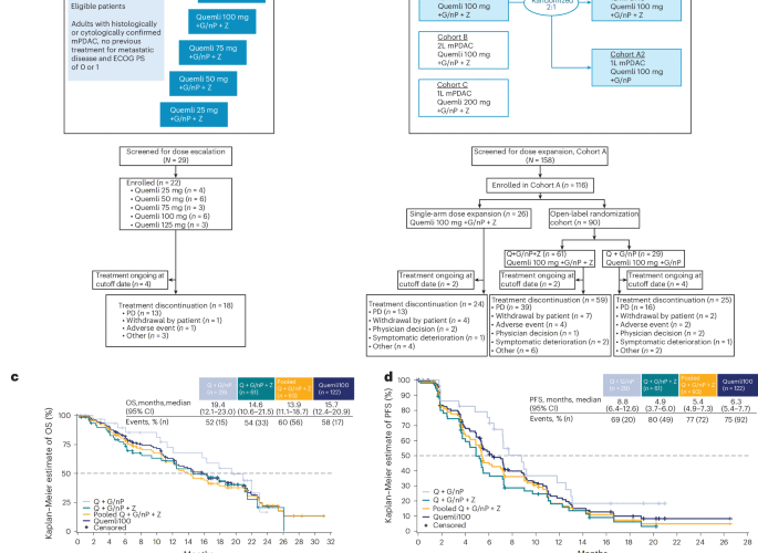 Quemliclustat and chemotherapy with or without zimberelimab in metastatic pancreatic adenocarcinoma: a randomized phase 1 trial