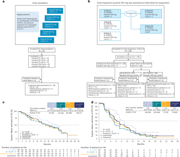 Quemliclustat and chemotherapy with or without zimberelimab in metastatic pancreatic adenocarcinoma: a randomized phase 1 trial