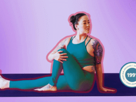 Woman practicing Marichyasana III