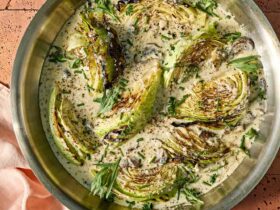 Cabbage Wedges with Creamy Mushrooms