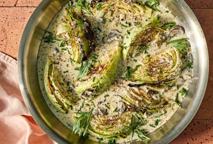 Cabbage Wedges with Creamy Mushrooms