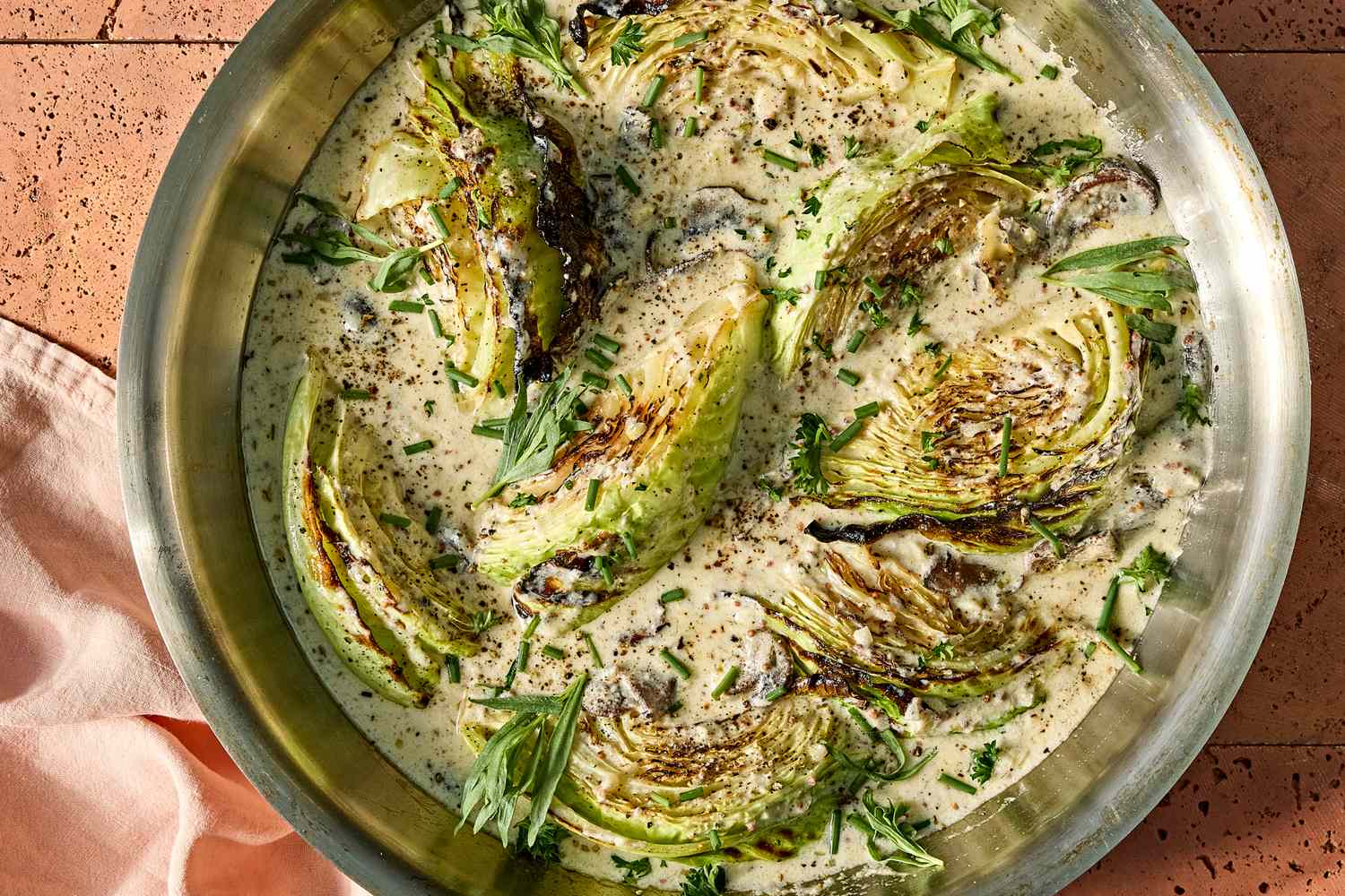 Cabbage Wedges with Creamy Mushrooms