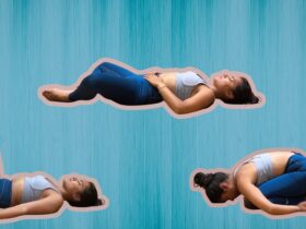 Woman practicing yoga poses for mental focus.