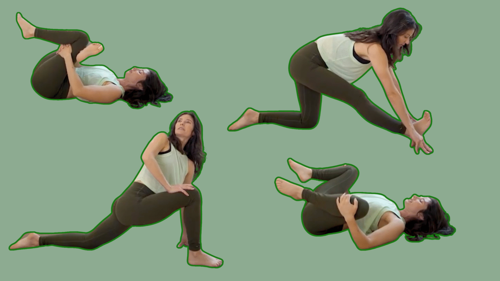 yoga teacher Michelle Martone demonstrating a series of hip openers