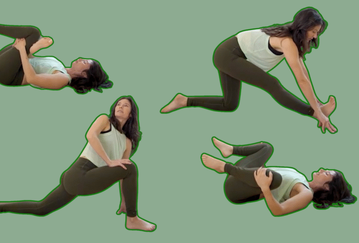 yoga teacher Michelle Martone demonstrating a series of hip openers