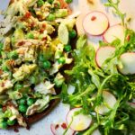 Loaded rye toasts with green goddess chicken salad