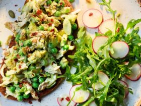 Loaded rye toasts with green goddess chicken salad
