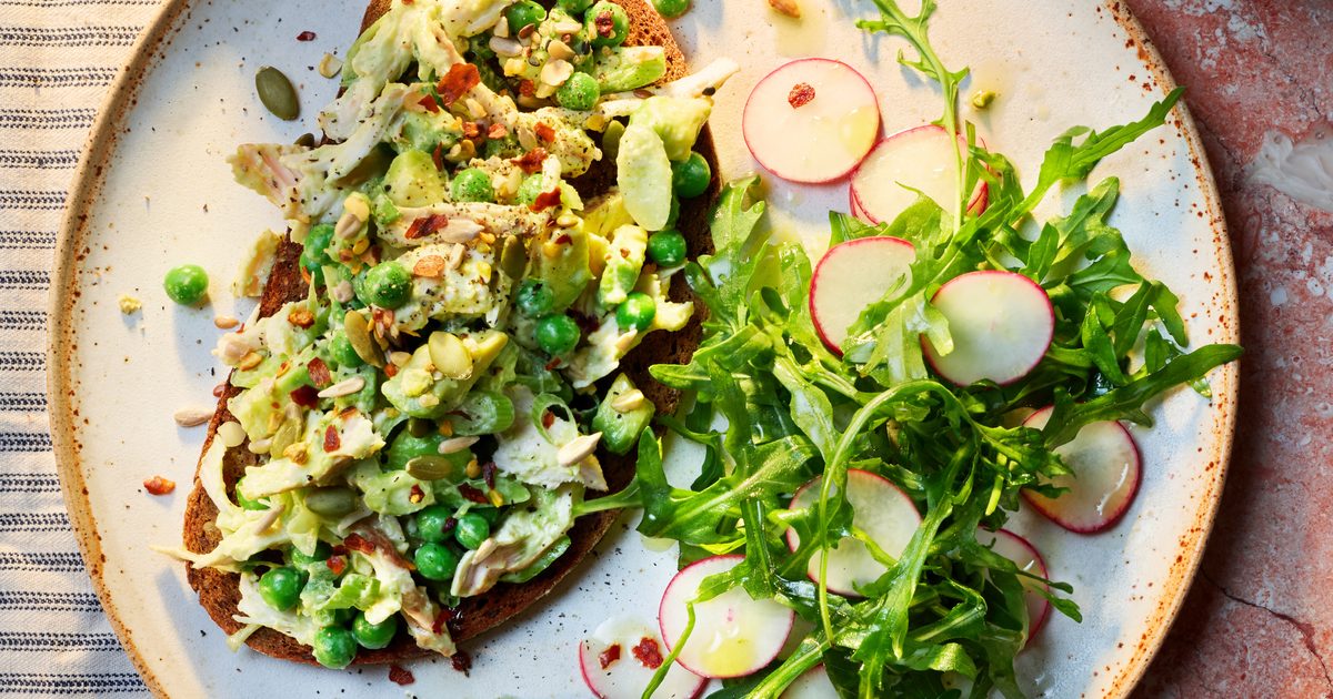Loaded rye toasts with green goddess chicken salad