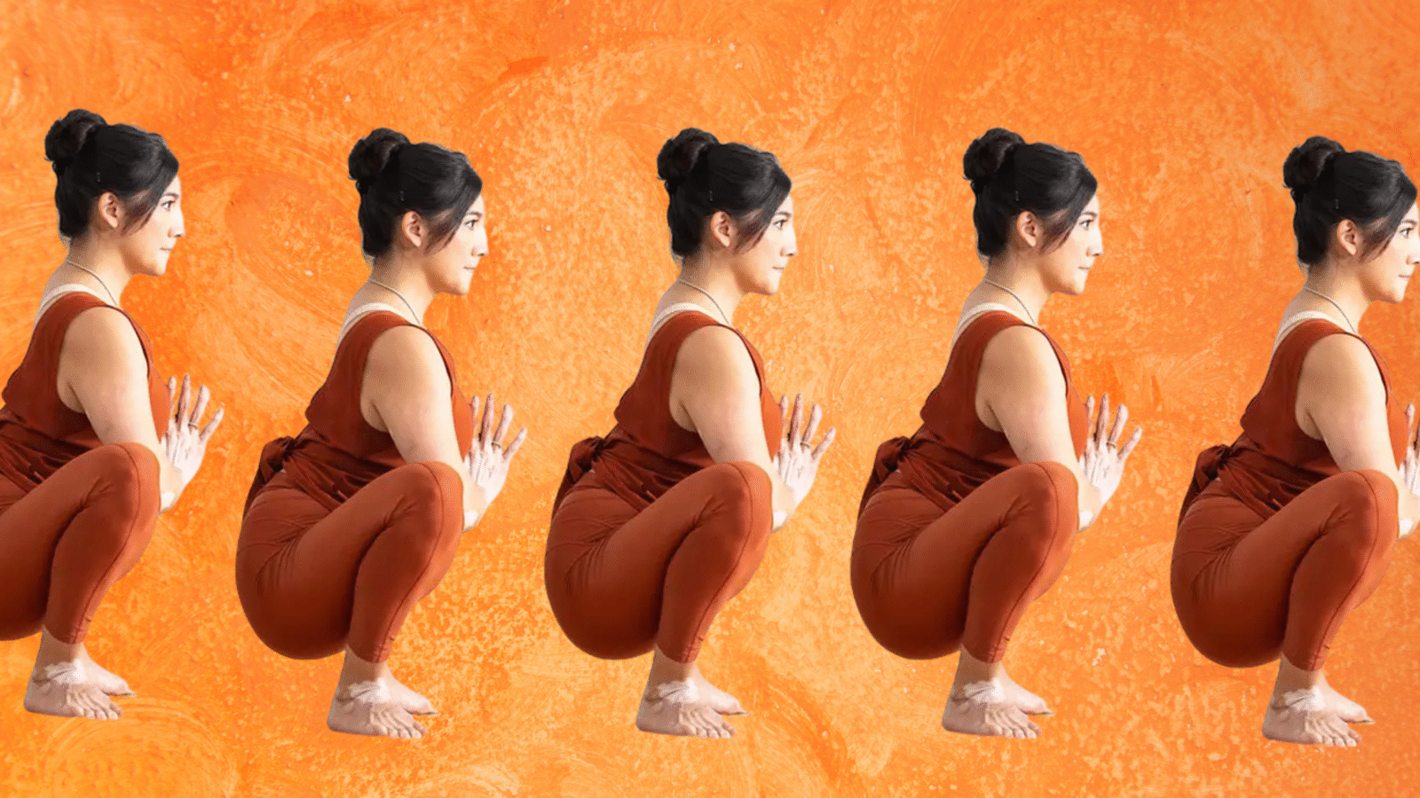 A woman in Malasana, also known as Garland Pose, yogi squat, or yoga squat