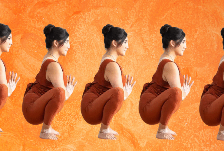 A woman in Malasana, also known as Garland Pose, yogi squat, or yoga squat