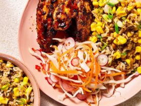 Sticky chicken wings with pickled slaw & corn salad recipe