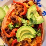 Sweet potato jackets with smoky black bean & peanut butter chilli recipe