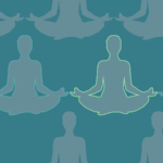 An illustration of a figure meditating