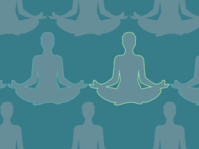 An illustration of a figure meditating