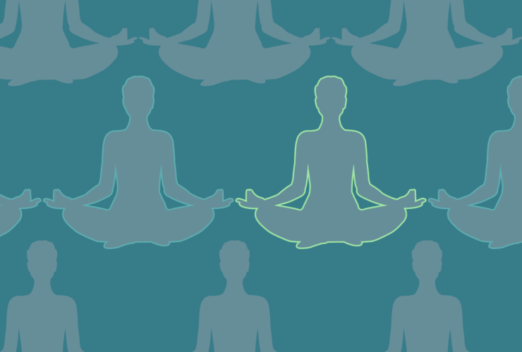An illustration of a figure meditating