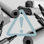 Yoga props like yoga mats, blocks, blankets, essential oils, and candles with a toxic chemicals sign
