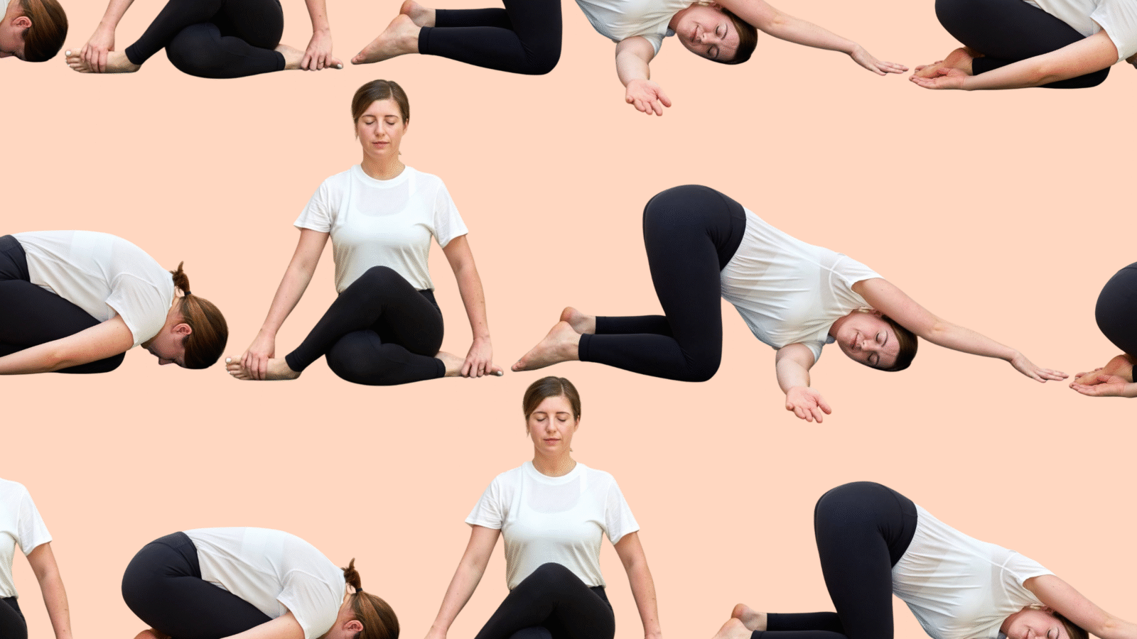 Yoga teacher Katie McGrath in a series in yin yoga poses
