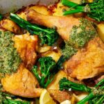 Glazed chicken legs with Dijon butter, capers & crispy potatoes recipe