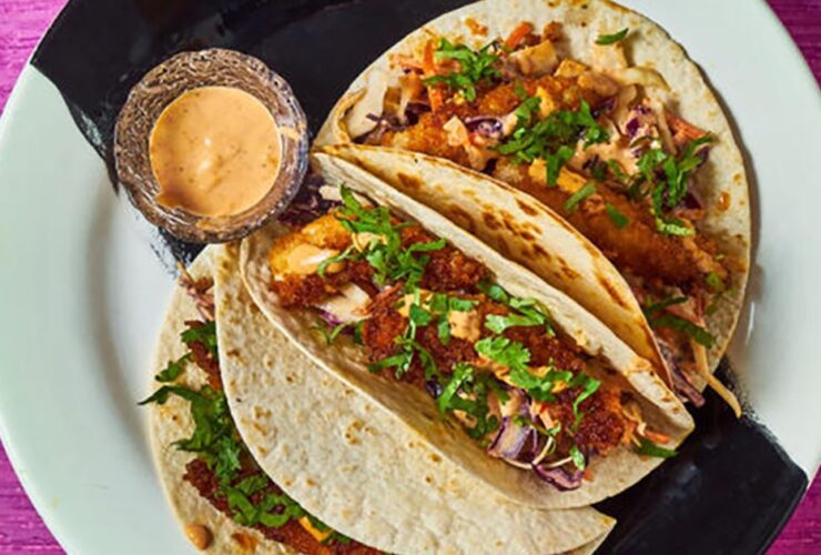 Red Thai curry crispy chicken tacos