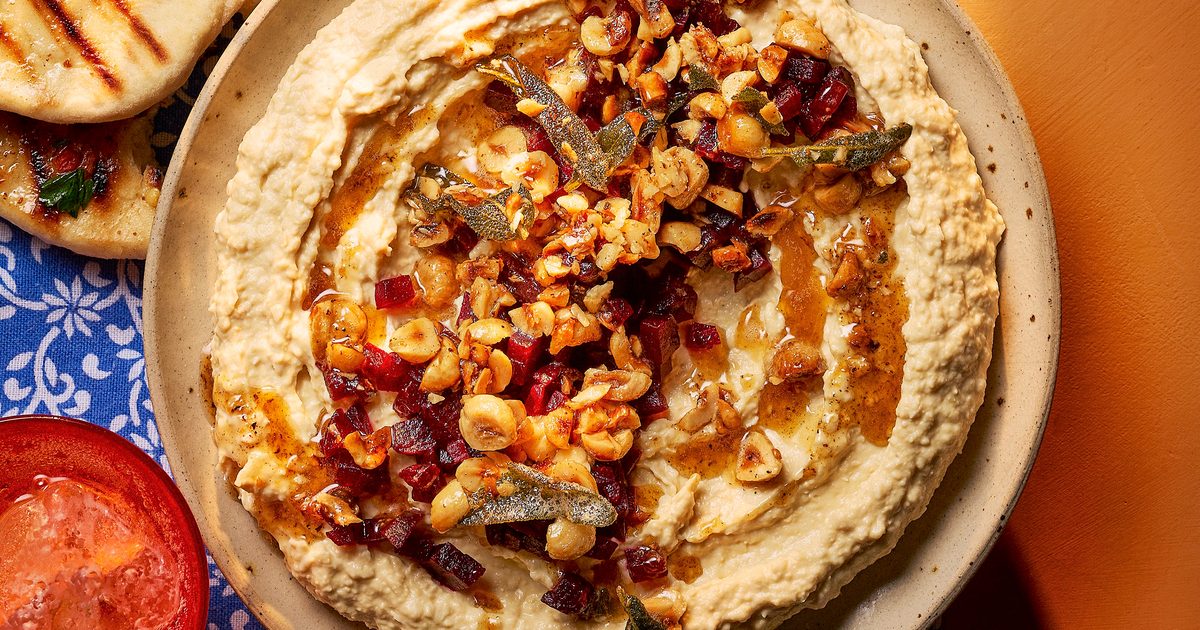 Sizzled brown butter, beetroot & sage hummus recipe